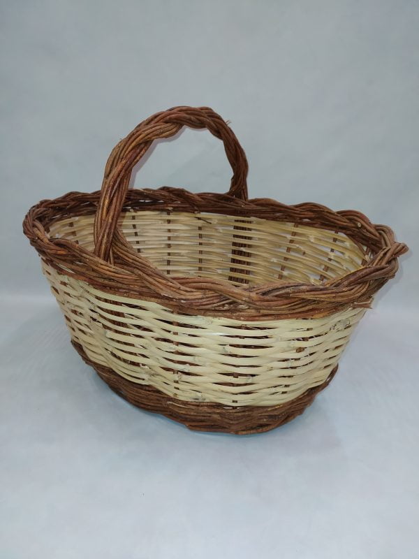 Cesta De Mimbre Bicolor Con Asa 46cm X 34cm - Ferreteria Armengol